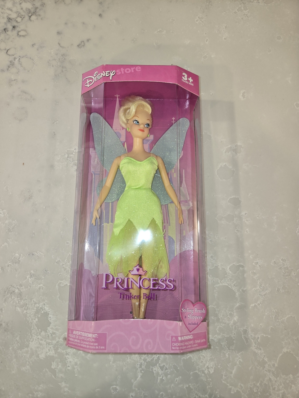 Disney Tinker Bell Doll in Lime Green Dress with Silver-Blue Wings